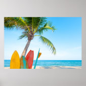 Poster Plage Tropical Surfboard (Devant)