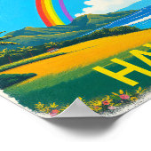 Poster Plage tropicale à Hawaii avec arc en ciel (Coin)