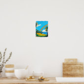 Poster Plage tropicale à Hawaii avec arc en ciel (Cuisine)