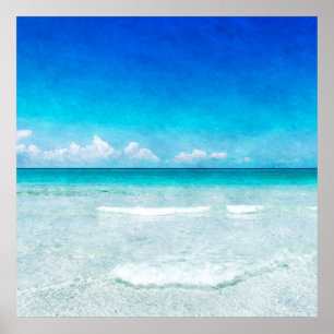 Poster Plage tropicale à Turquoise Aqua bleu turquoise Fl