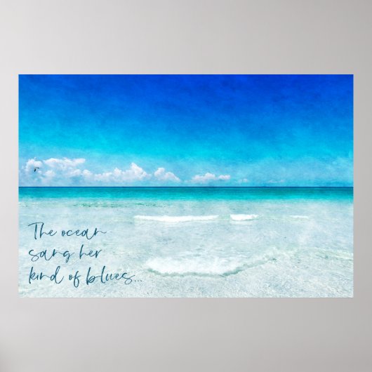 Poster Plage tropicale à Turquoise Aqua Turquoise Blue Qu (Devant)