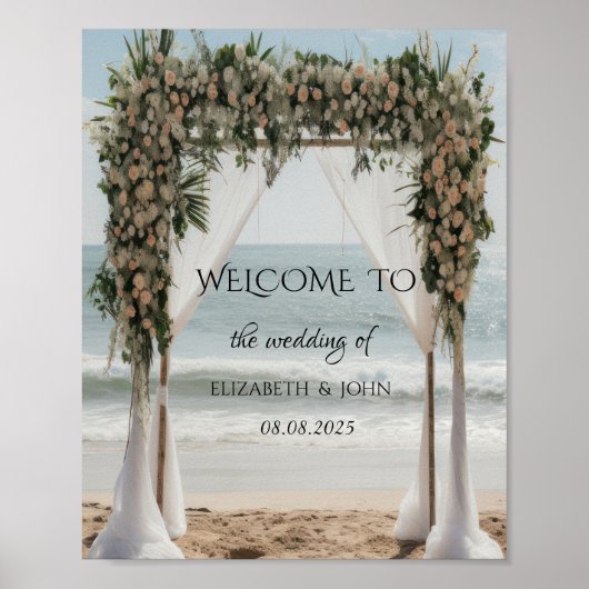Poster Plage tropicale Arbor floral (Devant)