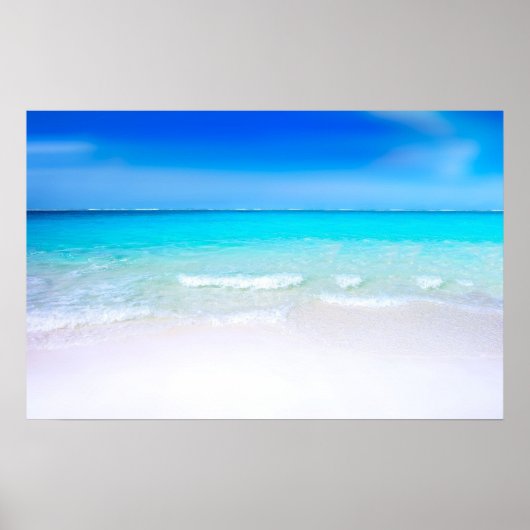 Poster Plage tropicale avec mer turquoise (Devant)