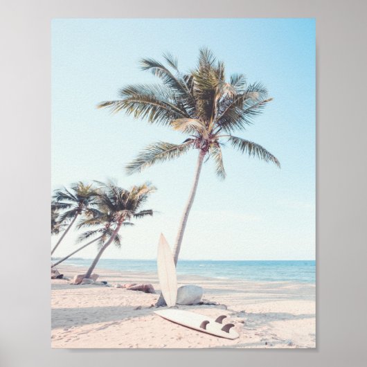 Poster Plage tropicale avec planches (Devant)