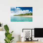Poster Plage tropicale bordée de palmiers (Bureau à domicile)