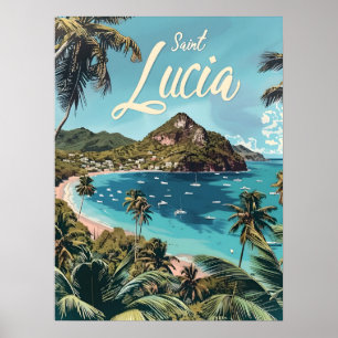Poster Plage tropicale de Sainte-Lucie