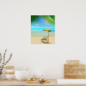 Poster Plage tropicale et parapluie (Cuisine)