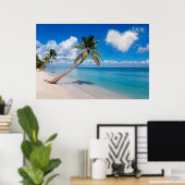 Poster Plage tropicale Océan Palm Arbre Coeur Nuage (Bureau à domicile)