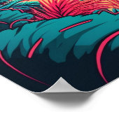 Poster Plage tropicale Rustique Élégant Rouge Vert Orange (Coin)