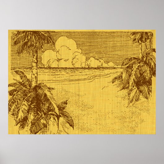 Poster Plage tropicale sud vent art vintage (Devant)
