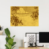 Poster Plage tropicale sud vent art vintage (Bureau à domicile)