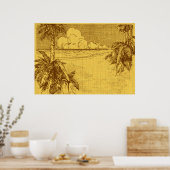 Poster Plage tropicale sud vent art vintage (Cuisine)