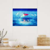 Poster Plage tropicale Vacances d'été pour filles aquarel (Cuisine)