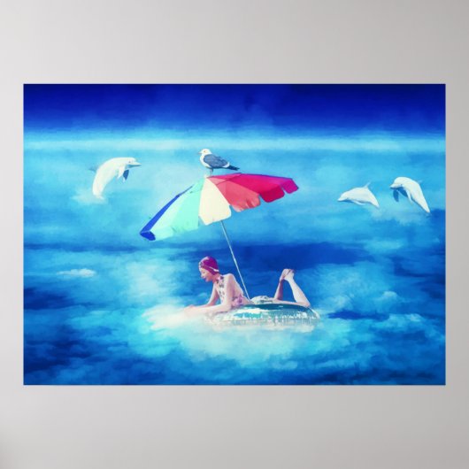 Poster Plage tropicale Vacances d'été pour filles aquarel (Devant)