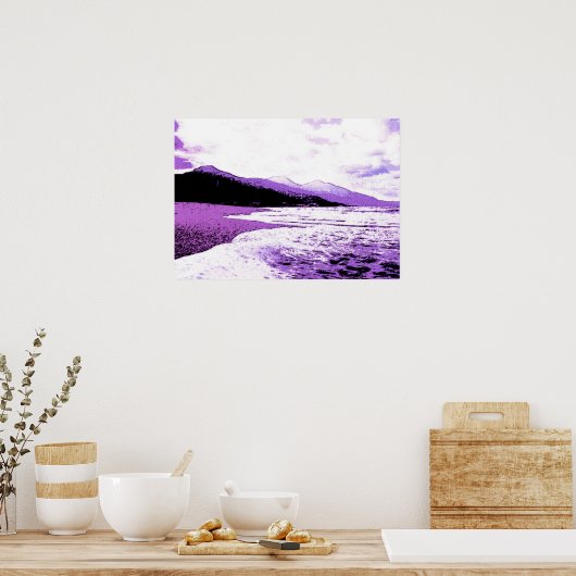Poster Plage Twilight en violet et violet (Cuisine)