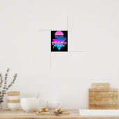Poster Plage vaporwave rétro palmier & coucher de soleil (Cuisine)
