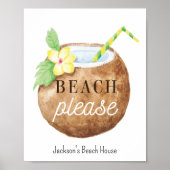 Poster Plage Veuillez Citer Brown Blanc Jaune (Devant)