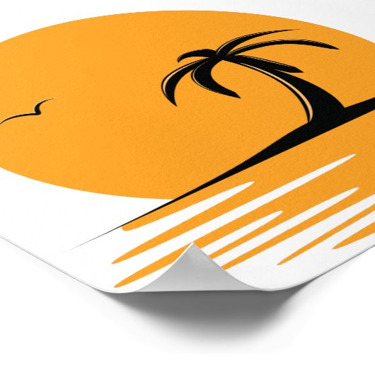Poster Plage Vibes Été Rétro Sunset Vacances (Coin)