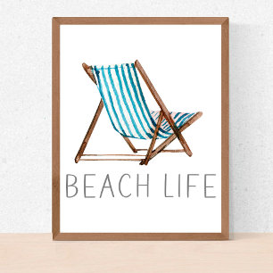 Poster Plage Vie Citation Plage Nautique Chaise d'été