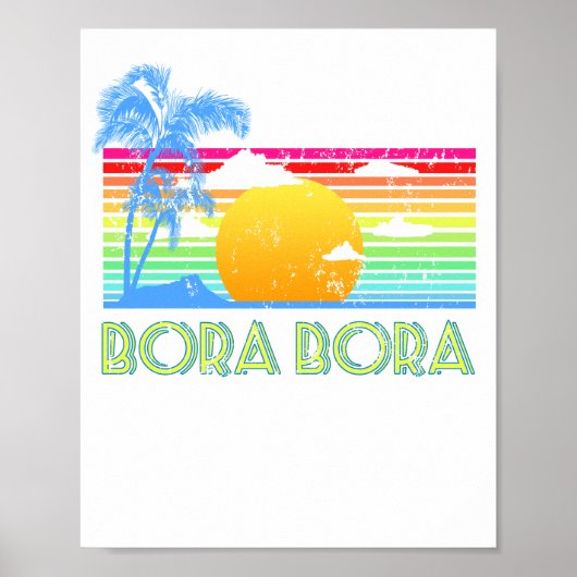 Poster Plage vintage de Bora Bora (Devant)
