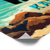 Poster Plage vintage de Kailua Kona Hawaii (Coin)