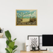 Poster Plage vintage de Martha's Vineyard (Bureau à domicile)