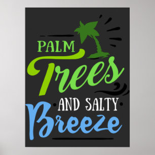 Poster Plage vintage de Palm Tree