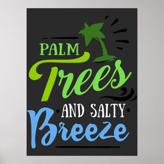 Poster Plage vintage de Palm Tree (Devant)