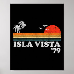 Poster Plage vintage Isla Vista Californie Surf rétro