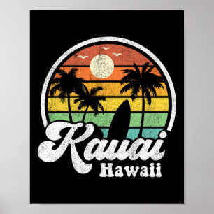 Poster Plage vintage Kauai Hawaï Surf Hawaïen Surfing 7