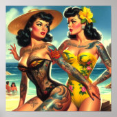 Poster Plage Vintage tatouée (Devant)