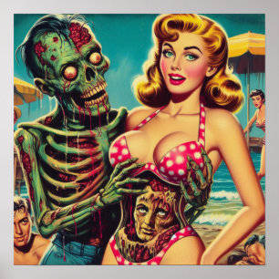 Poster Plage Zombie fille