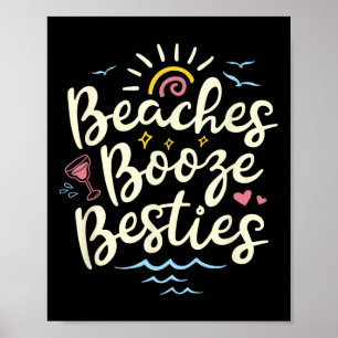 Poster Plages Booze Besties Été Meilleur Ami Filles Tri