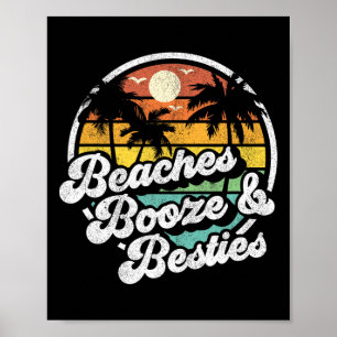 Poster Plages Booze Et Besties Drôle Retro les années 70