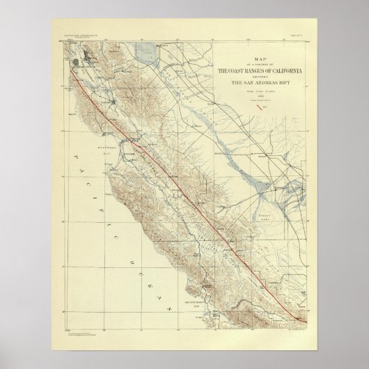 Poster Plages côtières montrant San Andreas Rift (Devant)