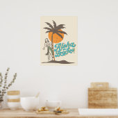 Poster Plages d'Aloha Hula Girl Hawaii Hawaii Retro Hawai (Cuisine)