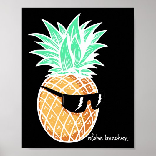 Poster Plages d'Aloha Plage d'été Ananas Plage tropicale (Devant)