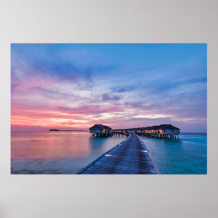 Poster Plages tropicales   Bungalows Maldives