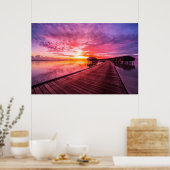 Poster Plages tropicales | Coucher de soleil aux Maldives (Cuisine)