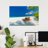 Poster Plages tropicales | Plage de chaises longues Bora (Bureau à domicile)