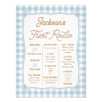 Poster Plaid Blue First Rodeo Milestone