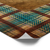 Poster Plaid Border Folk Art Arbre de Noël et ornements (Coin)