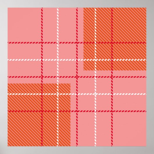Poster Plaid Checkered Fabric Pattern in pink,  pale oran (Devant)