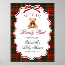 Plaid Rouge de Noël Ours en Peluche Baby Shower Bi