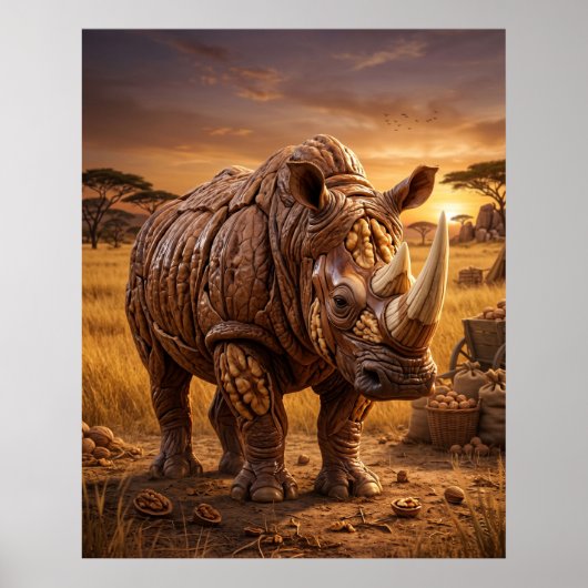 Poster Plaines du Rhinocéros de Noyer (Devant)
