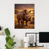 Poster Plaines du Rhinocéros de Noyer (Bureau à domicile)