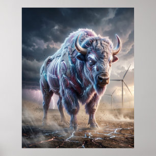 Poster Plaines tempête de bison hologramme
