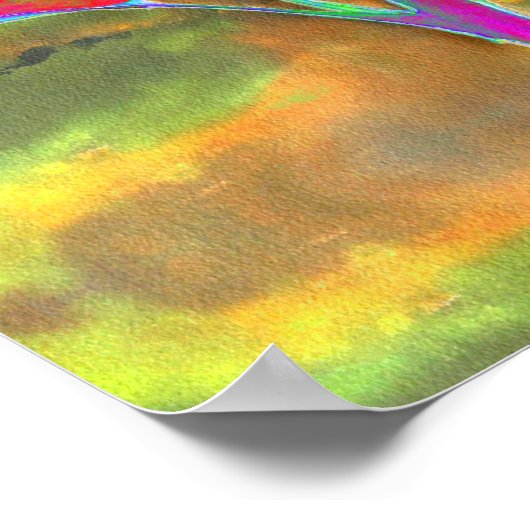 Poster Plaisir au soleil, abstrait tournesol vert or (Coin)