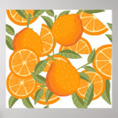 Poster Plaisir aux agrumes : Motif aux fruits orange (Devant)