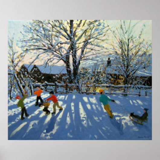Poster Plaisir dans la neige Tideswell Derbyshire (Devant)